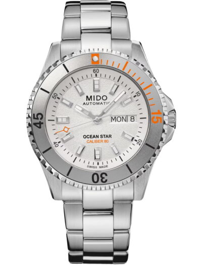 Mido wristwatch with stainless steel case and bracelet and silver dial