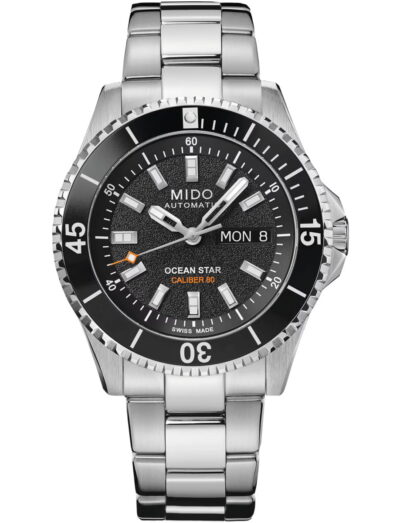Mido wristwatch with stainless steel case and bracelet and black dial