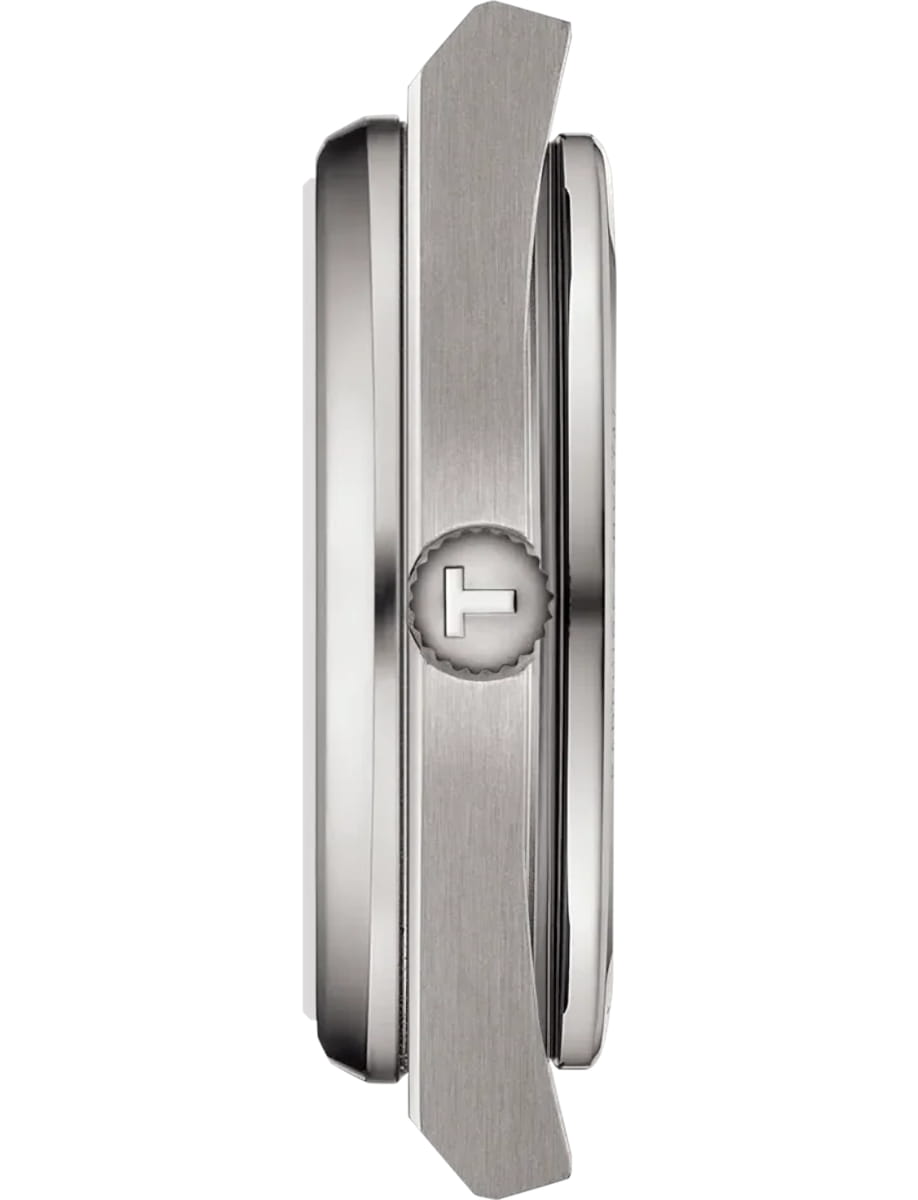 Side view of Tissot wristwatch with titanium case and bracelet
