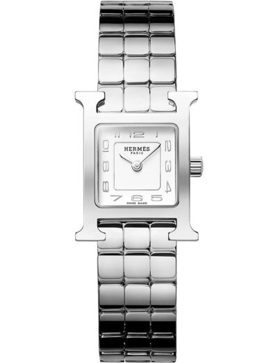 Hermes wristwatch with stainless steel case and bracelet and silver dial