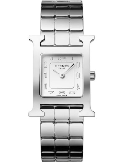 Hermes wristwatch with stainless steel case and bracelet and silver dial