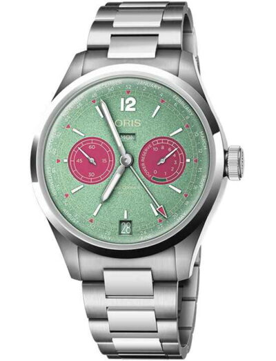 Oris wristwatch with stainless steel case and bracelet and green dial