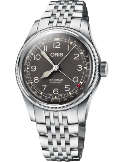 Oris wristwatch with stainless steel case and bracelet and black dial