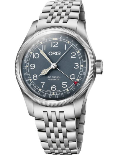 Oris wristwatch with stainless steel case and bracelet and blue dial