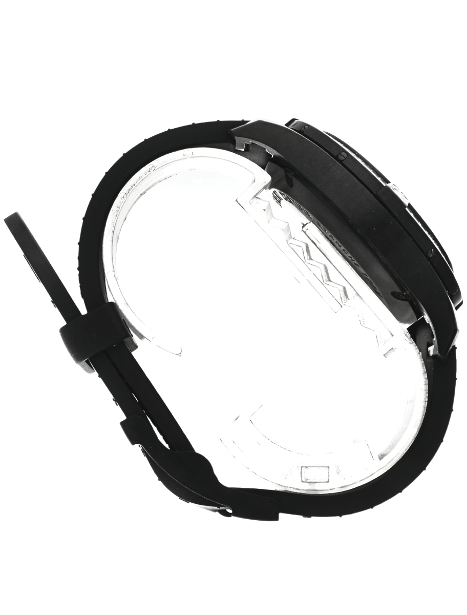 Side view of a black Breitling Colt Skyracer wristwatch with bold white numerals, luminous hands, rotating bezel.