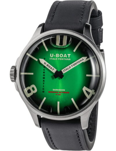 U-Boat wristwatch with stainless steel case, green dial and calfskin leather strap