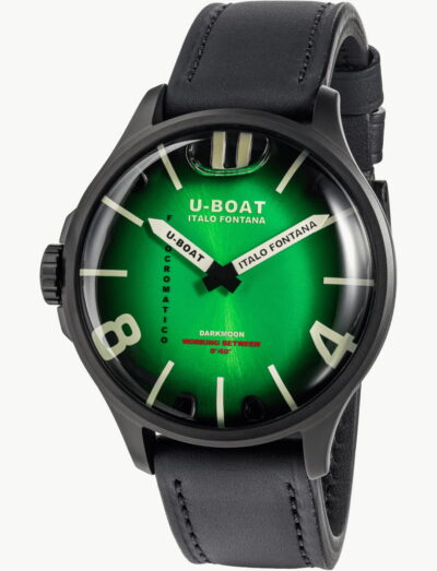 U-Boat wristwatch with stainless steel case, green dial and calfskin leather strap