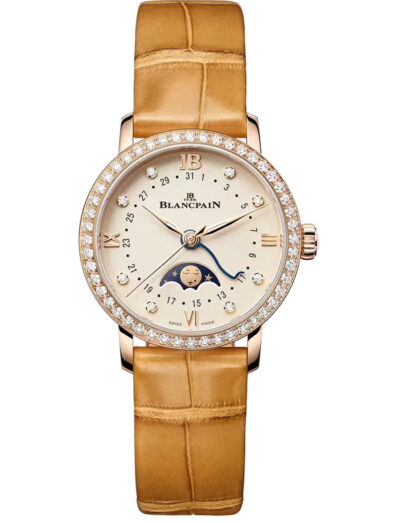 Blancpain wristwatch with red gold case, opaline dial and alligator leather strap | Feldmar Watch Co. Blancpain wristwatch with red gold case, opaline dial and alligator leather strap