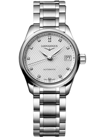 Longines wristwatch with stainless steel case and bracelet and silver dial