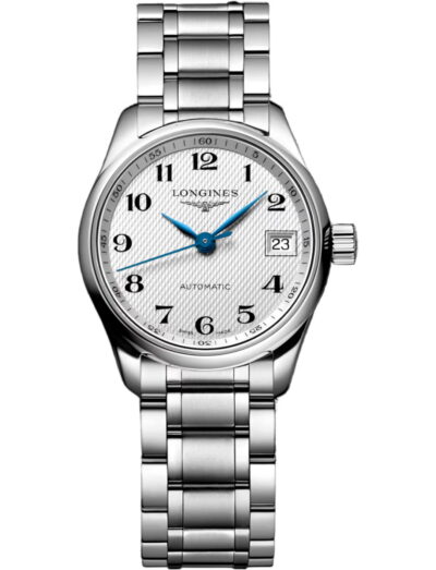 Longines wristwatch with stainless steel case and bracelet and silver dial