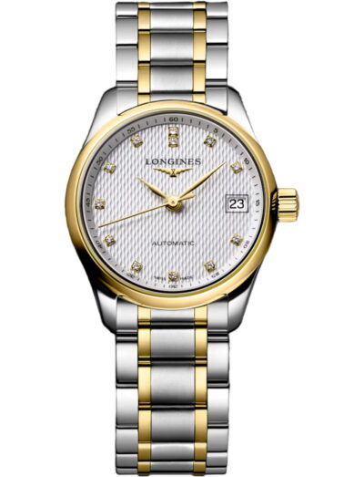 Longines wristwatch with stainless steel and 18k yellow gold case and bracelet and silver dial
