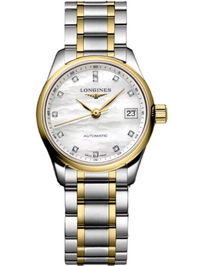 Longines wristwatch with stainless steel and 18k yellow gold case and bracelet and silver dial