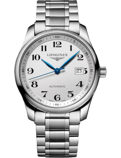 Longines wristwatch with stainless steel case and bracelet and silver dial
