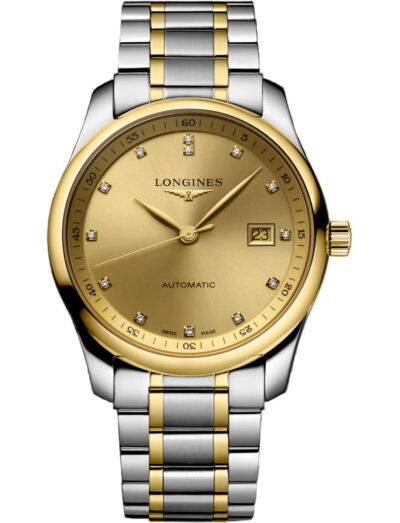 Longines wristwatch with stainless steel 18k yellow gold case and bracelet and gilt dial | Feldmar Watch Co. Longines wristwatch with stainless steel 18k yellow gold case and bracelet and gilt dial