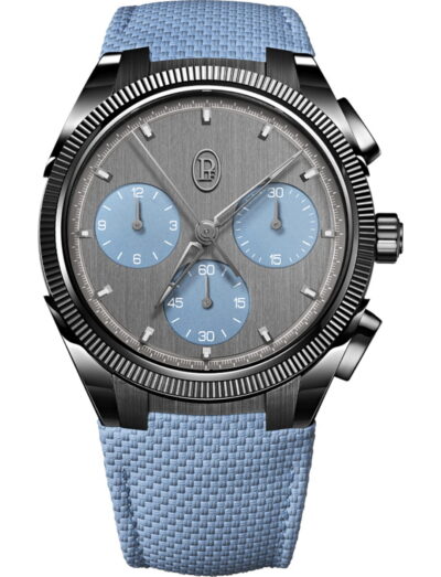 Parmigiani Fleurier wristwatch with cermet case, blackor & mineral blue dial and rubber strap