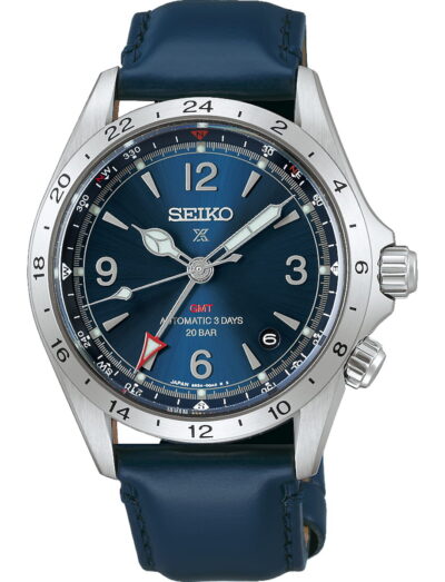 Seiko Luxe wristwatch with stainless steel case, blue dial and cow leather strap