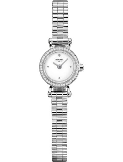 Hermes wristwatch with white gold case and bracelet and white dial