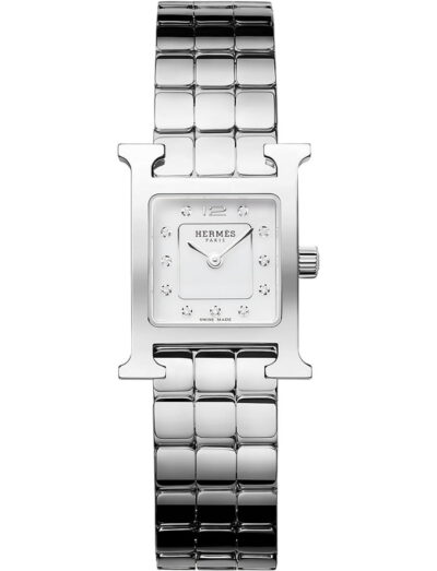 Hermes wristwatch with stainless steel case and bracelet and white dial