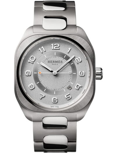Hermes wristwatch with titanium case and bracelet and silver dial