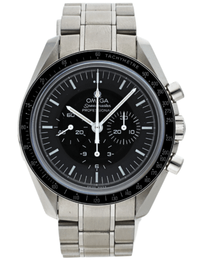 Pre-owned Omega Speedmaster Professional chronograph watch with black dial and stainless steel bracelet