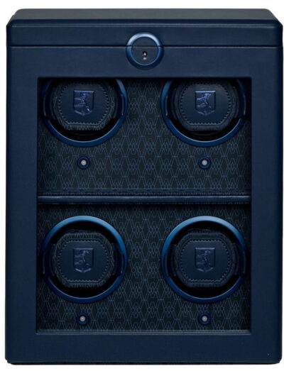 Wolf 4 piece watch winder with plant-based material exterior and recycled jacquard satin interior
