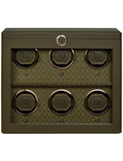 Wolf 6 pieces watch winder with plant-based material exterior and recycled jacquard satin interior