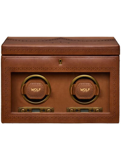 Wolf double watch winder with recycled burnished plant-based material
