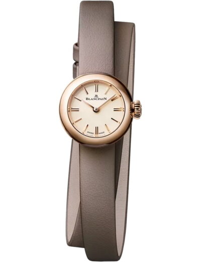 Blancpain wristwatch with red gold case, opaline dial and calf leather strap