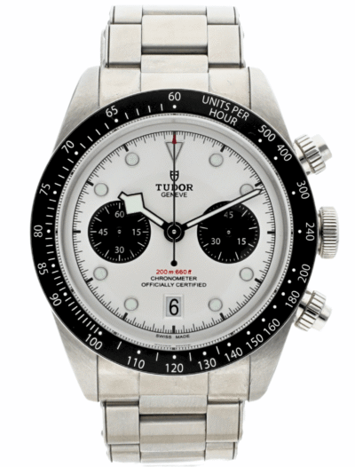 Pre-owned Tudor wristwatch with stainless steel case and bracelet, and opaline and black dial.
