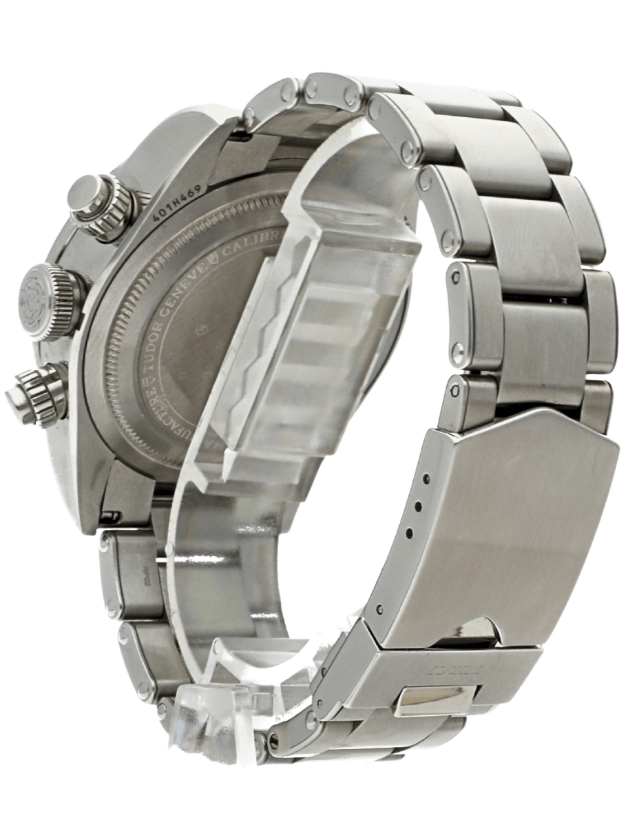 Back view of Pre-owned Tudor wristwatch with stainless steel case and bracelet.
