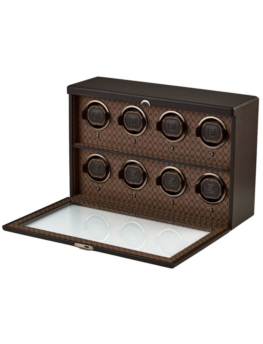 Side view of Wolf Earth 8 Piece Watch Winder