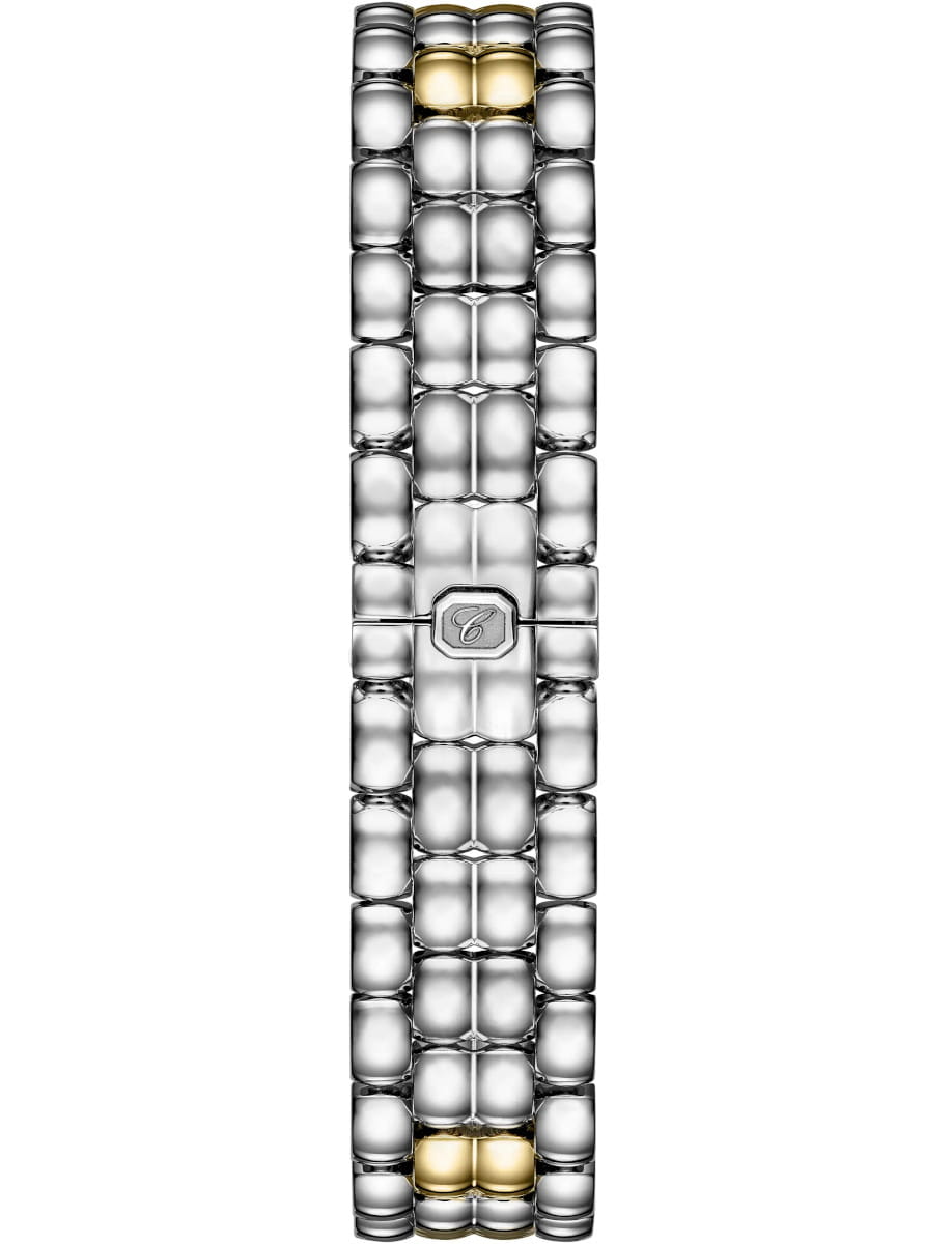 Iconic Lucent Steel™ pebble bracelet with rounded square links and a central clasp engraved with a 'C' logo.
