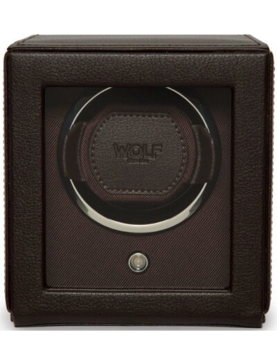 Wolf single watch winder with brown vegan leather material