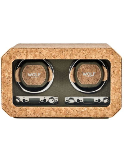 Wolf double watch winder with cork material | Feldmar Watch Co. Wolf double watch winder with cork material