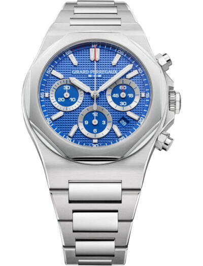 Girard Perregaux wristwatch with stainless steel case and bracelet and blue dial