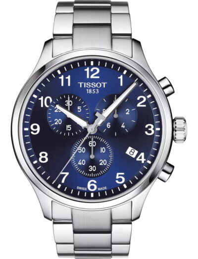 Tissot wristwatch with stainless steel case and bracelet and blue dial