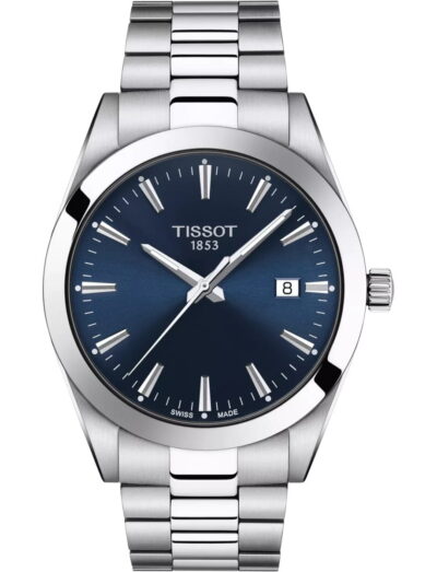 Tissot wristwatch with stainless steel case and bracelet and blue dial