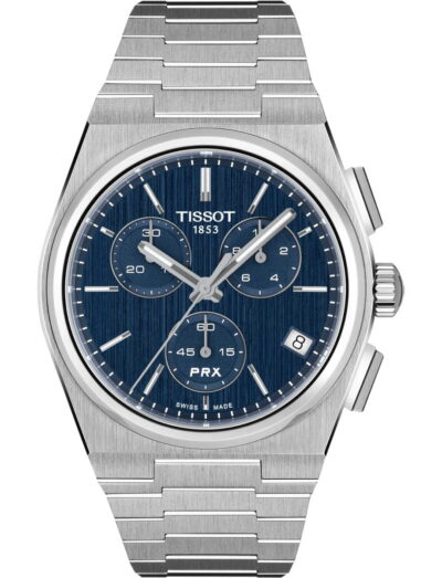 Tissot PRX wristwatch with stainless steel case and bracelet, and blue dial. | Feldmar Watch Co. Tissot PRX wristwatch with stainless steel case and bracelet, and blue dial.