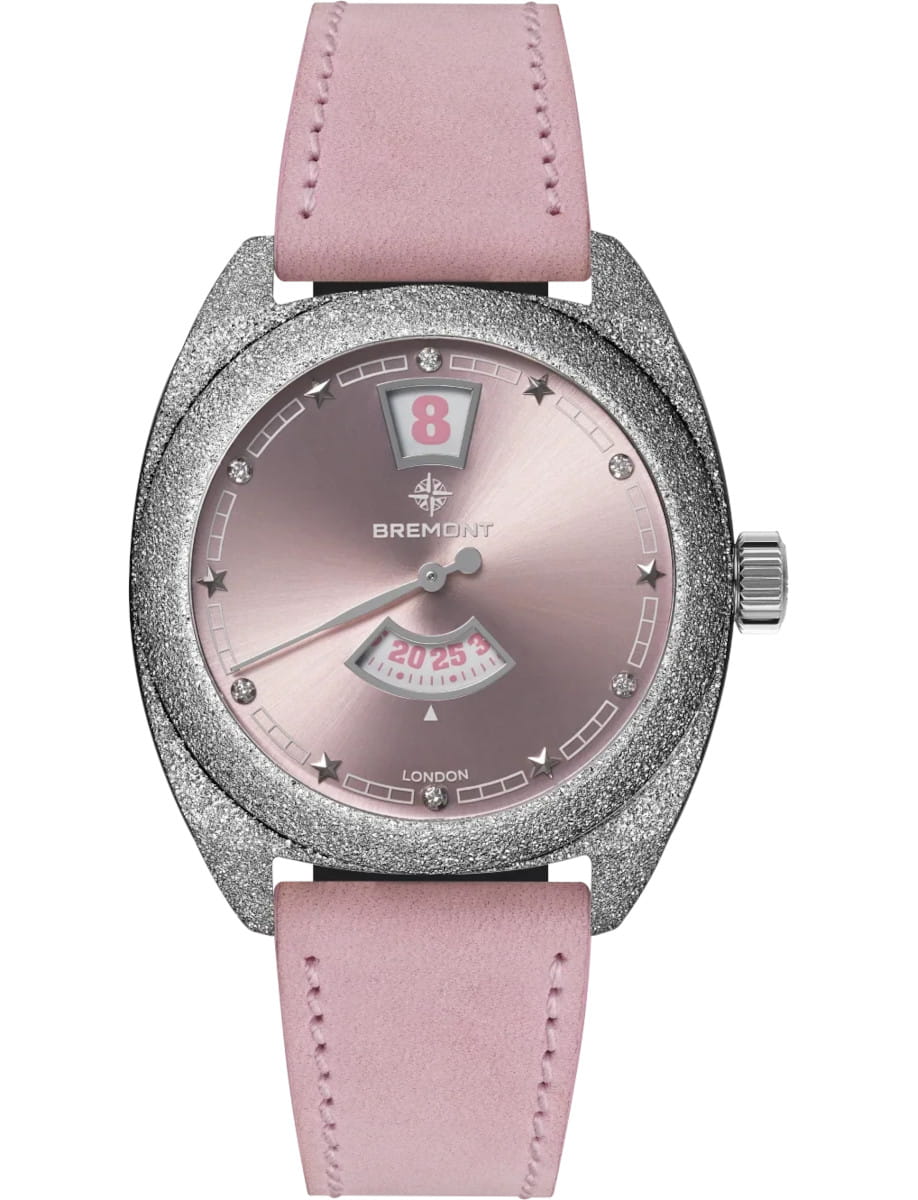 Terra Nova 35mm Jumping Hour Frosted Pink Leather Strap