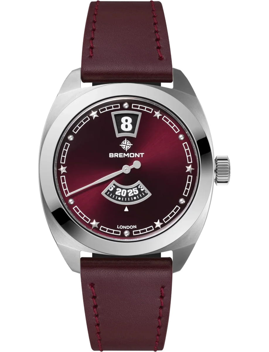 Terra Nova 35mm Jumping Hour Burgundy Leather Strap