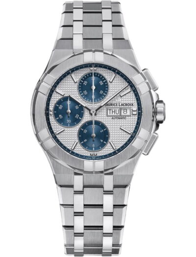 Maurice Lacroix wristwatch with stainless steel case and bracelet and silver dial