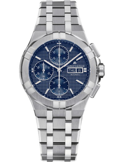 Maurice Lacroix wristwatch with stainless steel case and bracelet and blue dial