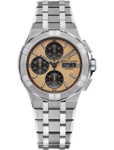 Maurice Lacroix wristwatch with stainless steel case and bracelet and gold dial