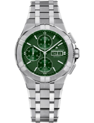 Maurice Lacroix wristwatch with stainless steel case and bracelet and green dial