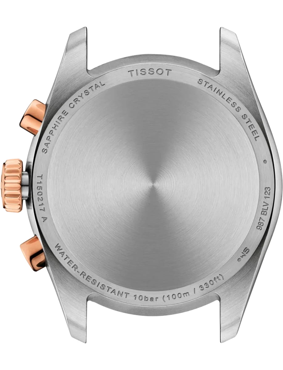 Back view of a Citizen Eco-Drive Photon wristwatch with super titanium case and bracelet, and black dial.