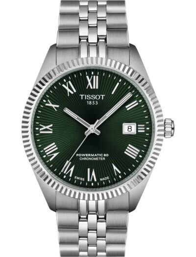 Tissot wristwatch with stainless steel case and bracelet and green dial